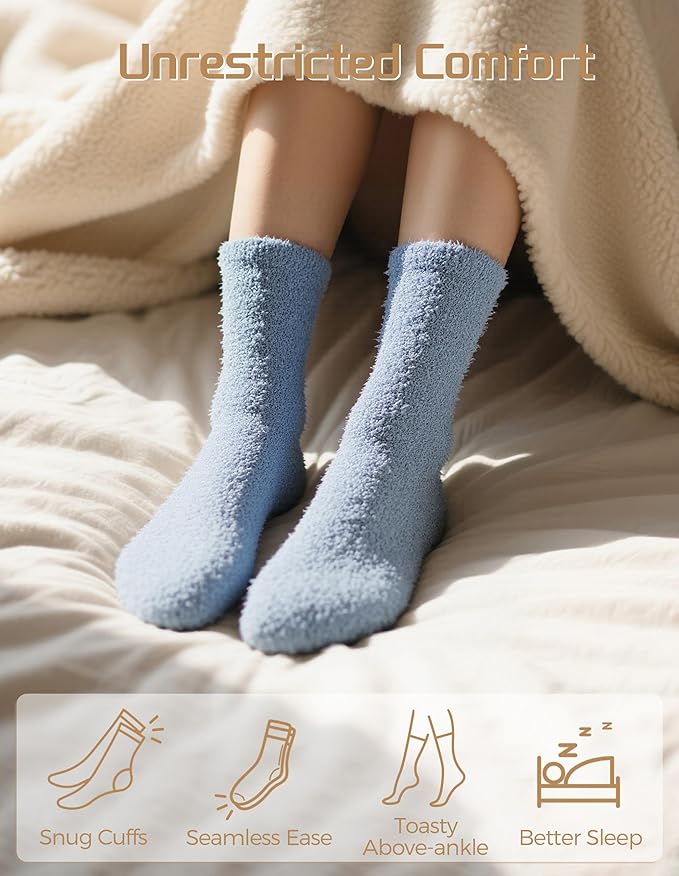 TEHOOK Warm & Cozy Valentines Gifts for Women, Fluffy Fuzzy Plush Sleeping Slipper Socks - Soft Warm Fabric