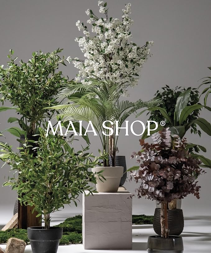Maia Shop Decorative Artificial Plants - Artificial Bamboo Tree 6.5ft Natural Trunks, Big Artificial Plant, Home Decor, Artificial Tree (Ficus, 6ft 5in)