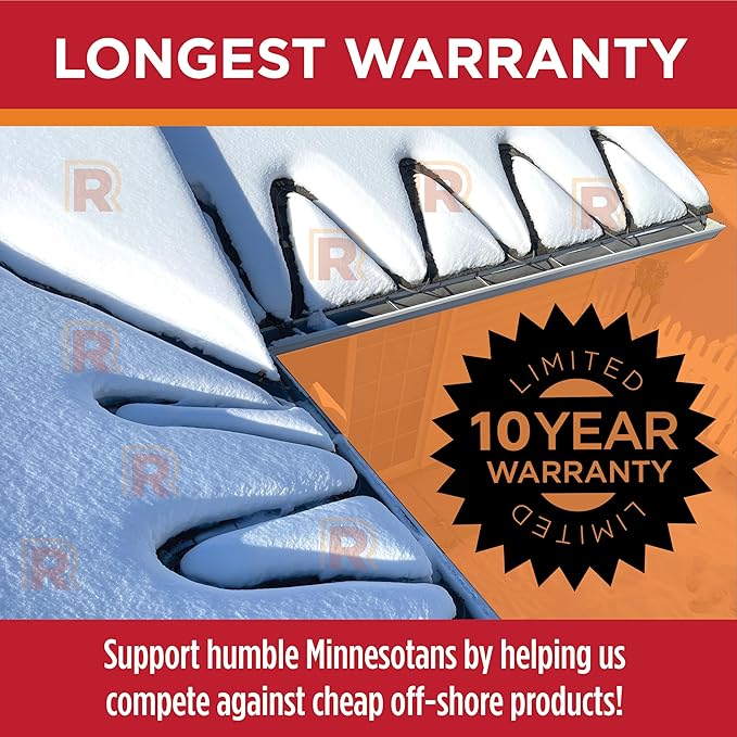 Radiant Solutions Company Heat Tape Pro - Self-Regulating Heat Cable - Long Term Ice Dam, Roofing, Gutter & Pipe Freeze Protection - (37 Ft) cable + 10 Ft Power Cord, 120V, 6 watts/FT