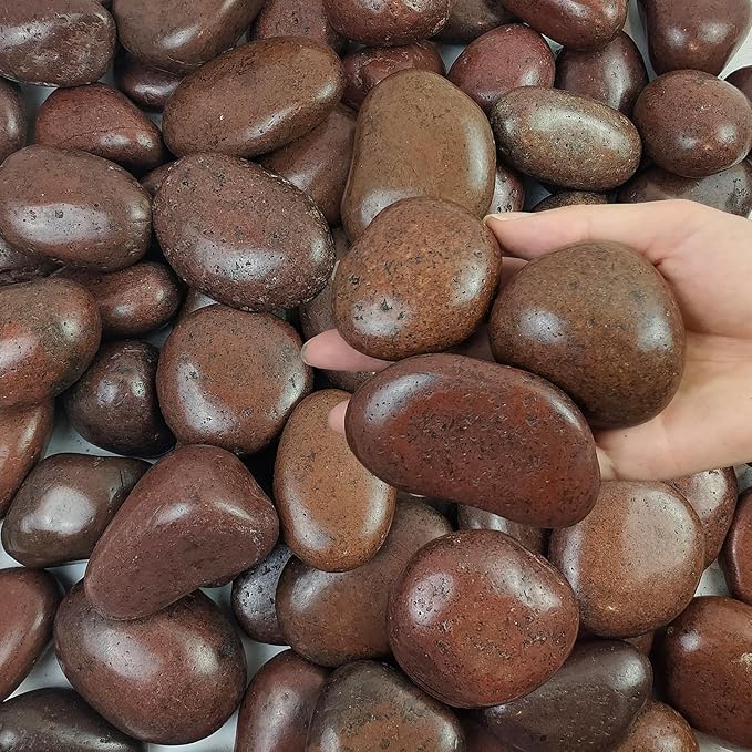 FANTIAN 10 lbs Red River Rocks, 2-3 Inch Polished Pebbles for Indoor Plants, Decorative Rocks Stones for Landscaping, Vases, Aquariums, Fountains, Pathways, Backyard and Garden