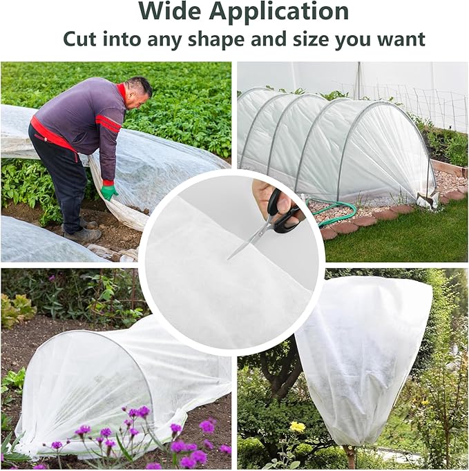 Rohuis Plant Covers Freeze Protection Winter, 10ftx50ft Frost Blanket for Outdoor Plants, Frost Cloth Plant Freeze Protection, Reusable Garden Floating Row Cover for Vegetables Tree