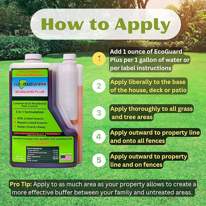 EcoGuard Plus Mosquito Fogger Outdoor Plant Based Spray for Yard, Natural Tick Control Kills Repels Harmful Bugs, Safe for Kids Pets Plants, 16 Oz Covers 2 Acres