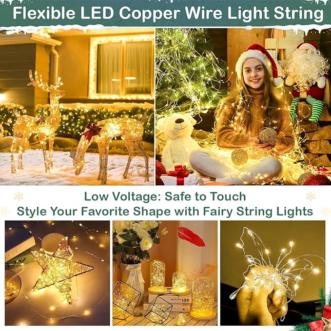 165Ft Ultra Long 500 LEDs String Lights Plug in, with Switch/Timer, Waterproof Dimmable Copper String Lights for Home/Holiday Decor, 8 Modes Fairy Lights with Remote, Warm White UL Listed