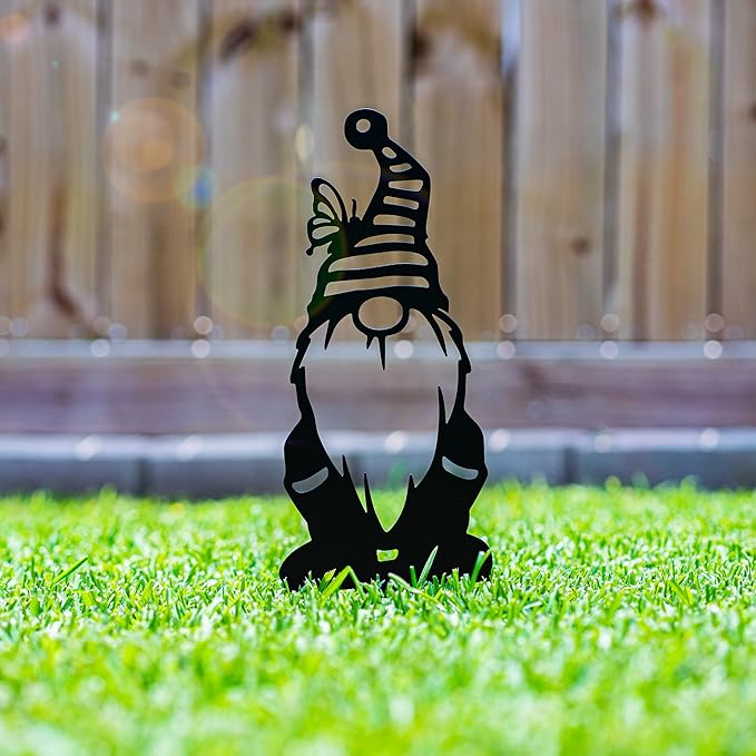 RealSteel Metal Garden Gnomes Set – 3 Pack Steel Lawn Ornaments, Cute & Funny Garden Statues, Weather-Resistant Outdoor Décor, Whimsical Yard Decorations, for Garden Lovers & Home Décor
