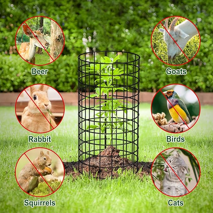 8 Pcs Metal Tree Trunk Protector Guard, 48" Mesh Tree Guards Trunk Protector with Zip Ties, Glove & Metal Stake, Tree Protector from Deer, Protect Bark & Saplings from Mower, Deer & Other Animals