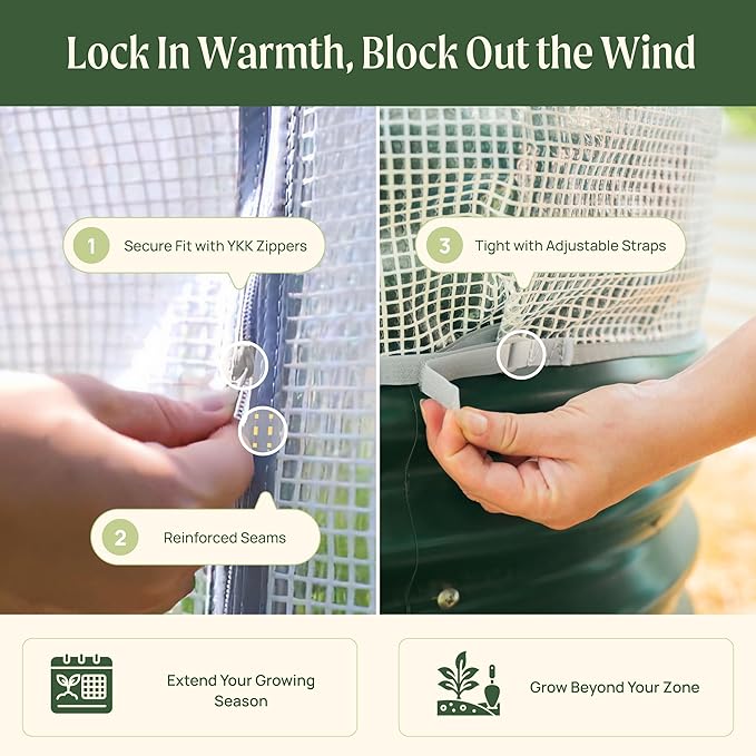 Vego garden Frost Greenhouse Cover System for 3.5' x 5.0' (6 in 1) Garden Bed(Frame & Garden Bed not Included)