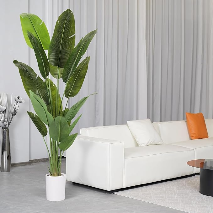 ProDeco Large Artificial Plants Indoor 7.2Ft Silk Bird of Paradise Big Tall Fake Tree Faux Green Silk Floor Potted Plants for Home Living Room Bedroom Office Decor (2 Pack)…