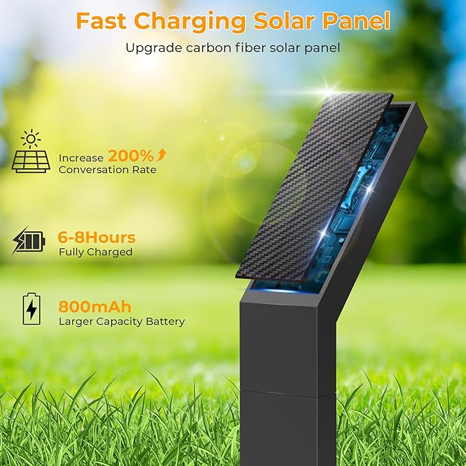 DWELLCOZY Solar Pathway Lights Outdoor 6Pack, 3 Color in 1 Auto On/Off Walkway Lights, 2 Heights, 12H Lasting, IP65 Waterproof Solar Powered Landscape Lighting for Garden, Yard, Driveway.