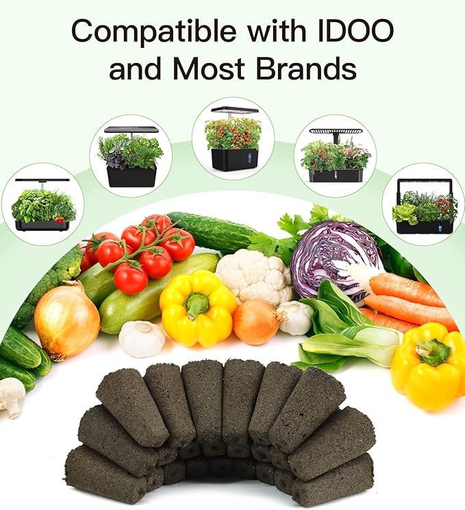 Seed Pods Kit for Hydroponics Growing System, Seed Starter Pods for Indoor Garden, Including 12pcs Grow Sponges, Grow Baskets, A&B Hydroponic Nutrients, Compatible with Idoo, QYO, LYKO, Square Shape