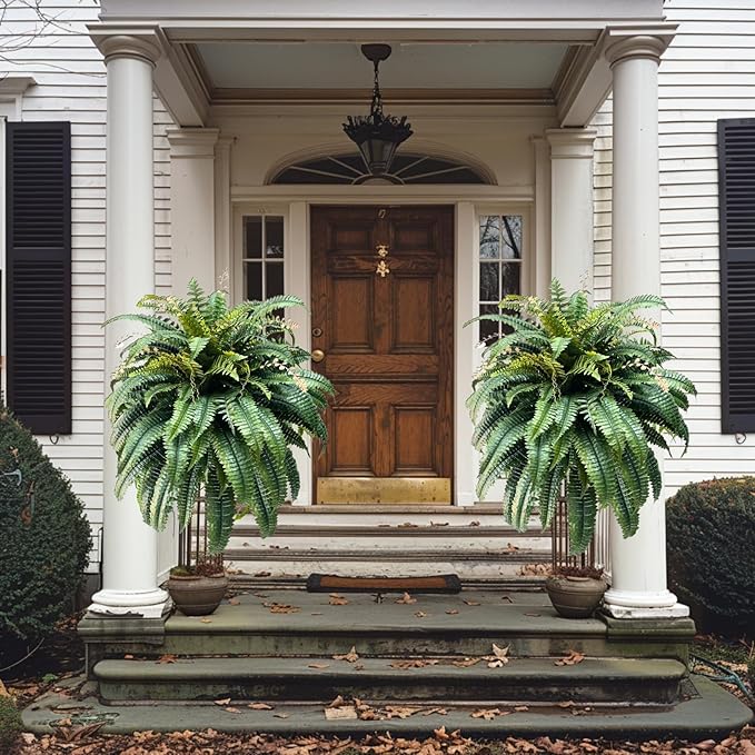 NeosCA Giant Artificial Boston Ferns for Outdoors Large,Uv Resistant Lifelike Artificial Plants Large,Faux Fern Silk Ferns That Look Real,Fake Fern for Outside Lifelike 128 Branches
