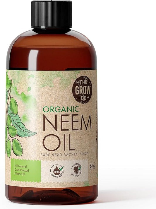 The Grow Co Organic Neem Oil - Pure Concentrate, Cold Pressed for Plants Indoor and Outdoor - Leaf Shine Spray (8 oz)