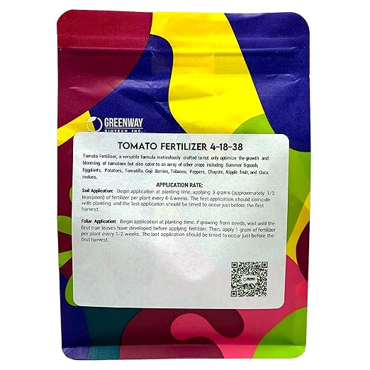 Greenway Biotech, Inc. Tomato Fertilizer 4-18-38 Powder - Water Soluble with Chelated Micronutrients for Tomatoes Peppers Eggplant - Bigger Fruit Better Flavor - Hydroponics or Soil - 1 LB