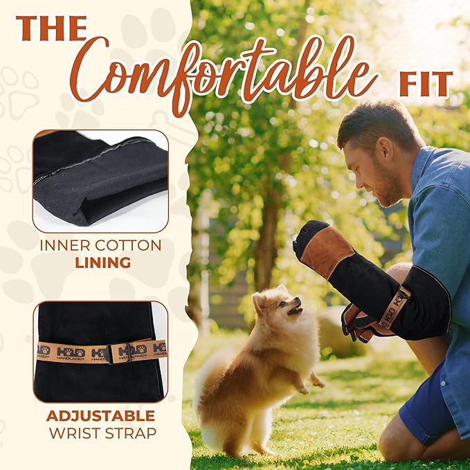HANDLANDY 24 Inches Animal Handling Gloves Bite-Proof, Scratch-Resistant, Durable Pet Gloves for Dogs, Cats, Falconry