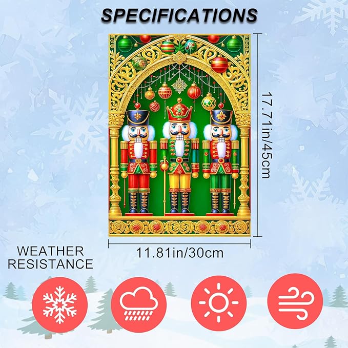 IVN Christmas Nutcracker Garden Flag 12x18 Inches Double Sided Holiday Yard Decor Gold Arch Ornaments Outdoor Garden Porch Lawn Patio