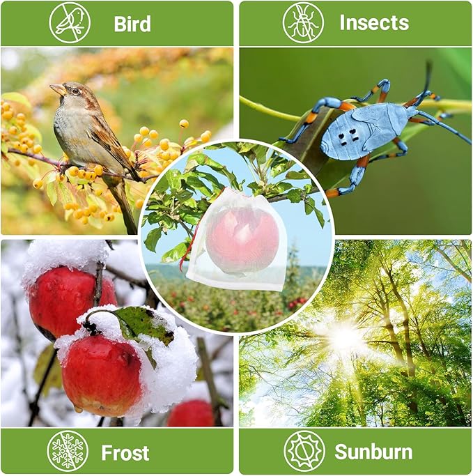 Mesh Fruit Bags, 50pcs 6x6 Inch Netting With Drawstring for Plant Vegetables, Garden Protection Against Bird Insects Mosquito Pest Bug