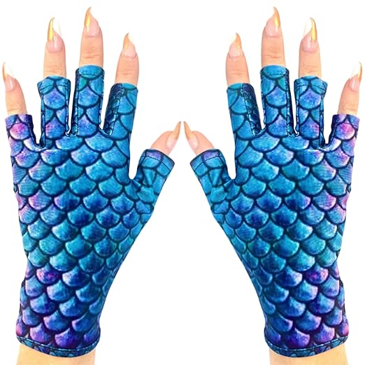 ManiGlovz - The Original UPF 50+ UV/LED Protective Gloves for Gel Manicures, Sun Protection Fingerless Gloves-Shield Skin from The Sun and Nail Lamp- Candy Python