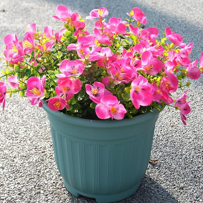 Artificial Flowers for Outdoor, 14 Bundle UV Realistic Fake Faux Plastic Flowers for Outside Indoor Porch Patio Window Box Planter Home Decor