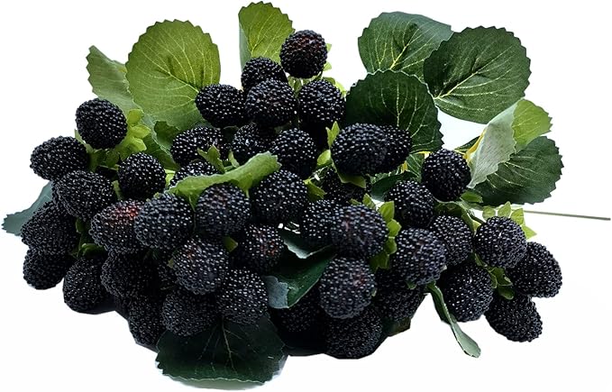 M2cbridge Artificial Raspberry Red Berry Strawberry Faux Fruit BlackBerry Props Table Decoration (Black,8PCS)