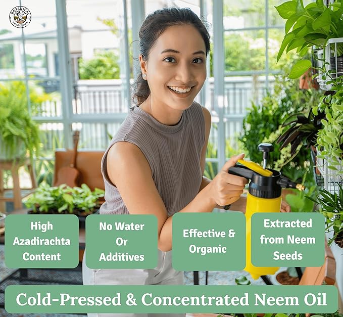 Neem Oil Spray for Plants (Refill 20 Times)- Pure Cold Pressed Neem Oil | Indoor & Outdoor