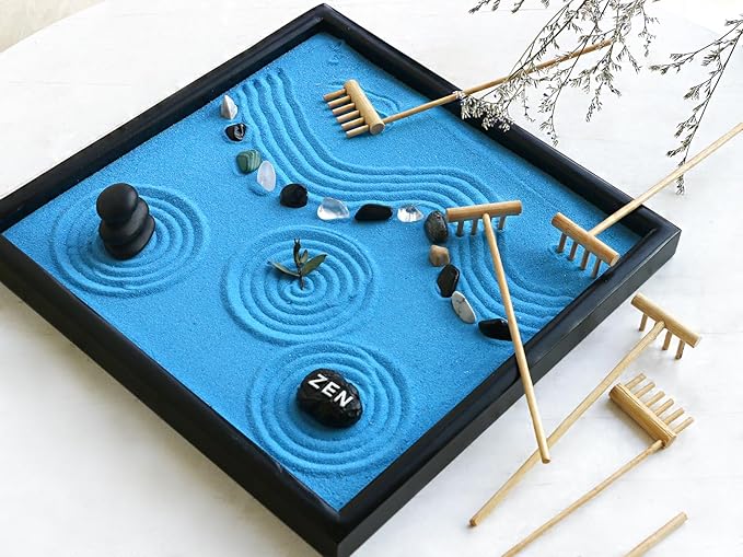 Mini Zen Garden Rake Tool - Japanese Tabletop Rock Sand Garden Tools Accessories Desktop Meditation Zen Decor Zen Gifts Office Relaxation Adult Toy Man Women Unique Stress Relief Birthday Gifts
