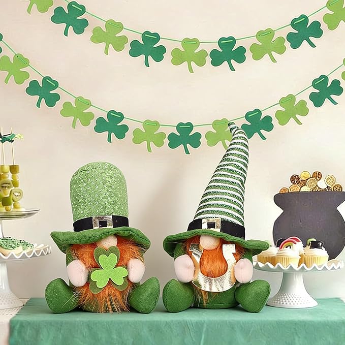 St Patricks Day Decorations Gnomes Plush St. Patrick's Decor Decoration Gifts Green Irish Elf Tomte Gnome Ornaments Accessories for Home Table