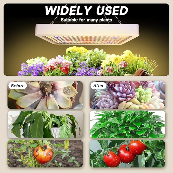 SERWING B2000W LED Plant Grow Light Dimmable,Best Grow Lights for Indoor Plants Full Spectrum, Seed Starting Seedlings Vegetable Hanging Growing Lamps, Double Switch Grow Light for Indoor Plants