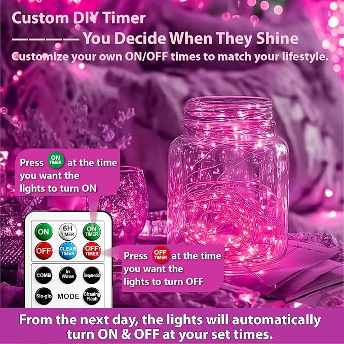 HXWEIYE 6 Pack Rechargeable Fairy Lights Battery Operated with Remote & DIY Timer, 7ft 20LED Mini Twinkle String Light for Mason Jar DIY Wedding Table Centerpieces Party Bedroom Christmas (Multicolor)