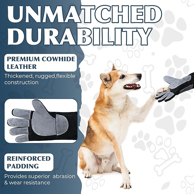 HANDLANDY 24 Inches Animal Handling Gloves Bite-Proof, Scratch-Resistant, Durable Pet Gloves for Dogs, Cats, Falconry
