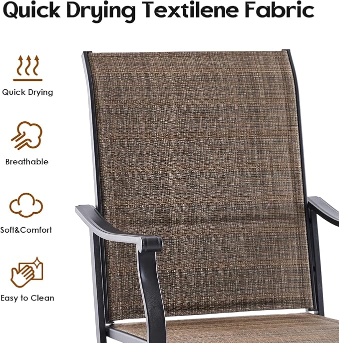 Soohow Swivel Outdoor Dining Chairs Set of 8, Patio Swivel Dining Chair with Textilene Fabric, Outdoor Metal Armchair All Weather Resistant, Ergonomic Comfort, Perfect for Patio, Backyard, Balcony