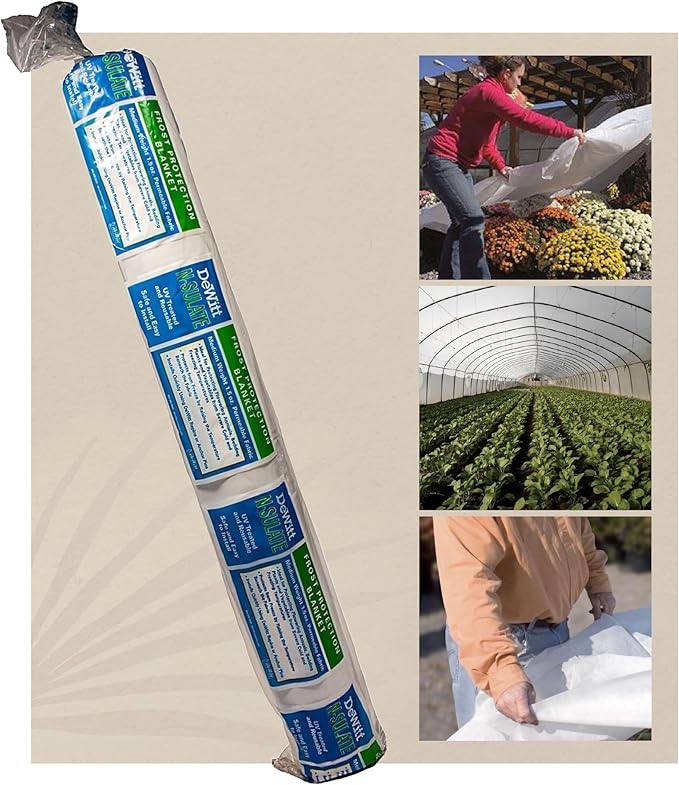 Dewitt N-Sulate Plant Cover Fabric 1.5 oz, 12 x 250 Feet – Frost Cloth Blanket for Vegetables, Flowers, Fruit Trees, Tomatoes, Raised Garden Beds, and Outdoor Winter Freeze Protection