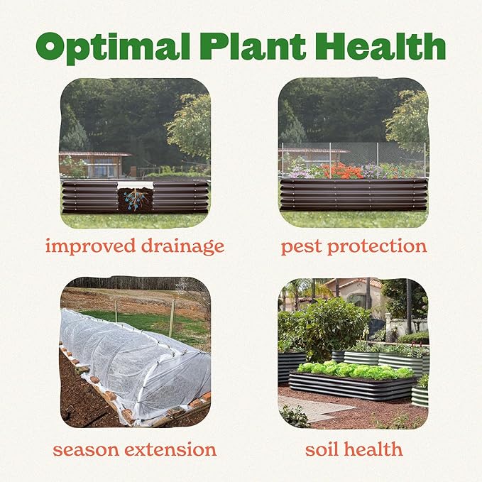 Epic Gardening 6-in-1 Modular Galvanized Raised Garden Bed Kit, 15" Food-Safe Medium Metal Planter Box, Oval Raised Garden Beds Outdoor for Vegetables, Flowers, Herbs, and Fruits - Slate Grey
