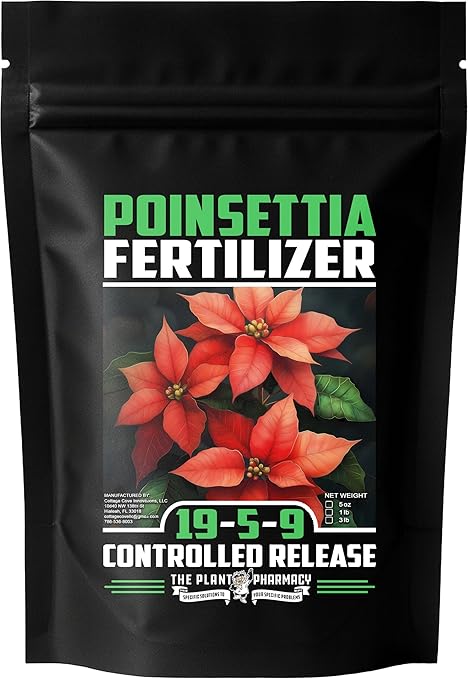 Fertilizer Commercial Grade | Poinsettia 19-5-9 | 1 Pound | Controlled Release Granular | 3–4 Month Feeding | Magnesium Sulfur Iron Manganese Zinc | Topdress Water in | Christmas Holiday Display