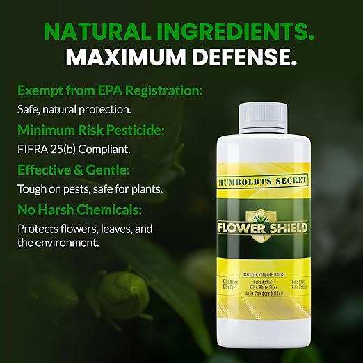 Humboldt’s Secret Flower Shield | Plant Care Spray for Routine Foliar Application & Maintenance | Naturally Derived, Oil-Based Formula | Indoor & Outdoor Plants | 8 Ounce