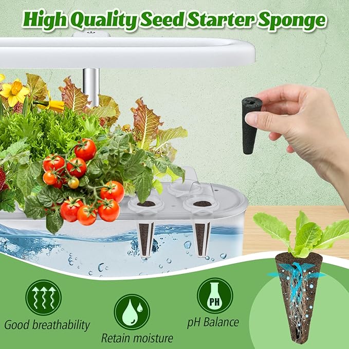 Alphatool 50 Pack Grow Sponges Replacement Compatible with AeroGarden - Seed Starter Pods for Improving Germination Rate Speed, Seed Starting Kit for Indoor Garden Hydroponics Growing System