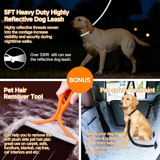 PETTALK Deluxe Double Sided Dog Car Seat Cover for Back Seat, Waterproof, Reversible Large Dog Car Seat Hammock, Back Seat Pet Cover for Dogs, Car Seat Protector, for Cars SUVs Trucks,All Seasons