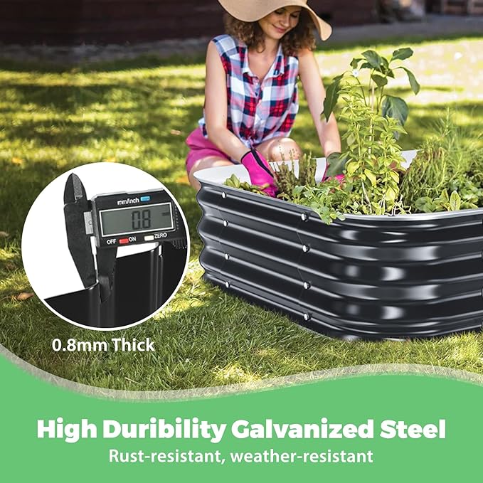 Galvanized Raised Garden Bed, 3x3x1ft Garden Planter Bed Outdoor, Heavy Duty Rustproof Steel Raised Bed Kit for Gardening Vegetables Fruits Flowers Grow Black