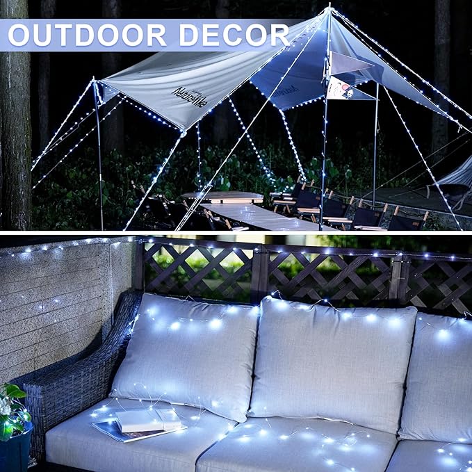 JMEXSUSS 2 Pack Fairy Lights Battery Operated, Total 400 LED 132ft Outdoor Fairy String Lights with Remote, 8 Modes Copper Wire Twinkle Lights for Bedroom Tree Wall Patio Outside Decor, White