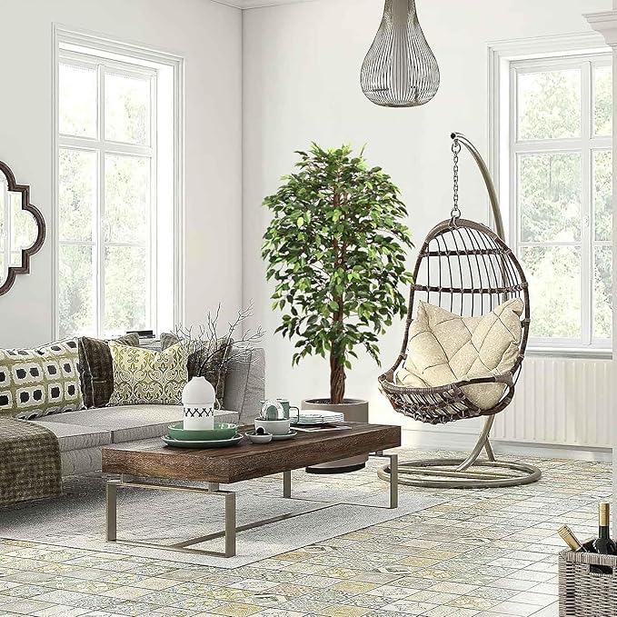Aveyas 6ft Artificial Ficus Tree for Home Decor, 6 Feet Faux Plant Fake Silk Trees with Pot for Indoor Outdoor House Living Room Office Garden (6 ft Tall)