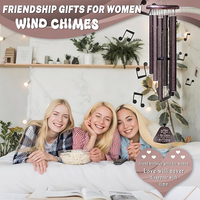 Fusui Best Friend Birthday Gifts for Women/Men Wind Chimes 32", Friendship/Bestie Gifts for Women, Long Distance/Mothers/Valentines Day/Christmas/Graduation Gift for Best Friend/Bff/Soul Sister/Bestie