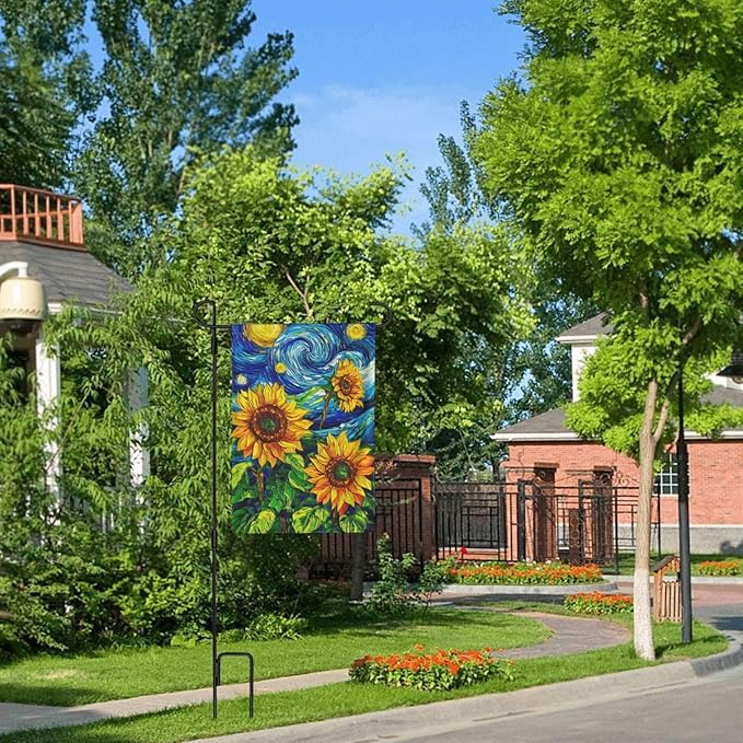 Sunflower Garden Flag Vertical Double Sided Outdoor Yard Flags 12.5x18 Inch Burlap Banners for House Lawn