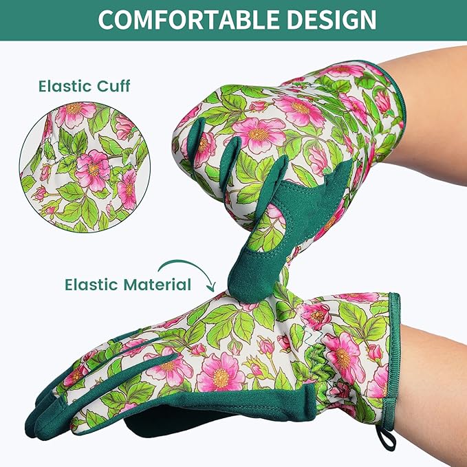 Pleneal Gardening Gloves for Women Men - Leather Garden Gloves Thorn Proof, Outdoor Protective Working Gloves for Weeding