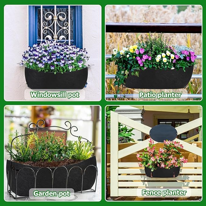 Augshy 30 Inch Planter Liners for Window Box, 2Pcs Window Basket Liners Fabric Planter Liners Hanging Flower Box Liner Felt Trough Planter Insert Non-Woven Plant Liner Replacement for Garden Planters