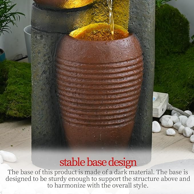 39.7’’H 5-Tier Relaxing Outdoor Indoor Garden Water Fountain Decor - for Contemporary Design for Garden, Patio, Deck, Porch, Backyard and Home Art Decor Brown