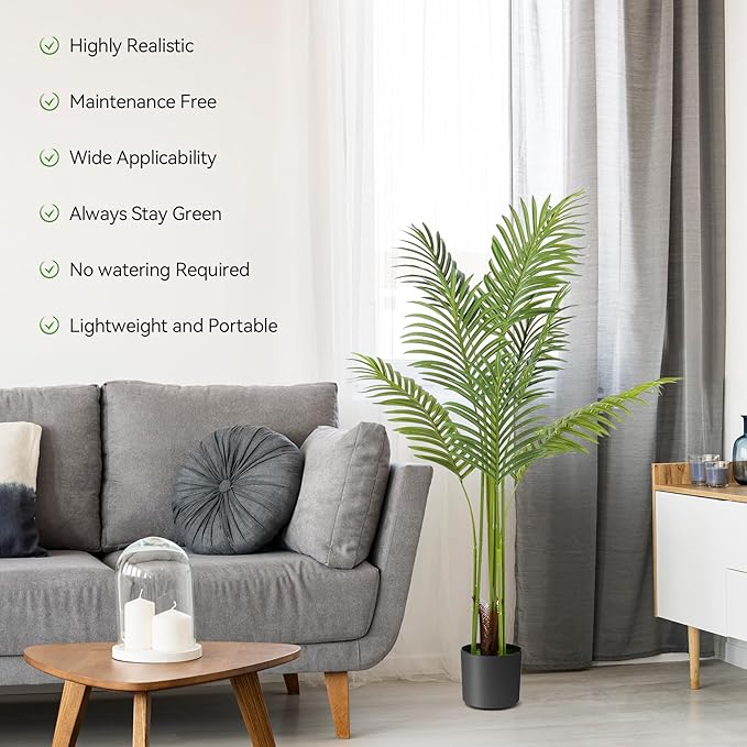 WC WAH CHUN Artificial Bird of Paradise Plant Fake Tropical Palm Tree for Indoor Outdoor, Perfect Faux Plants for Home Garden Office Store Decoration (Palm Tree 120cm)