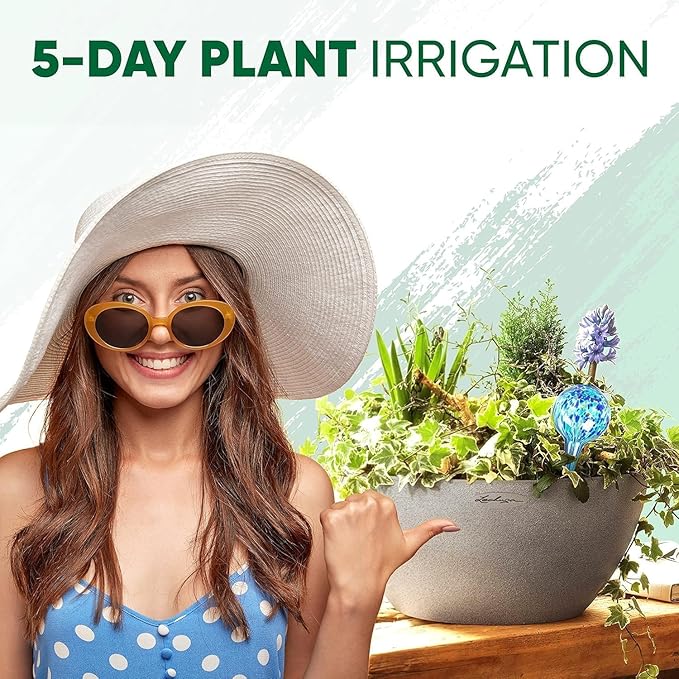 Mission Gallery Plant Watering Globes Set of 4 - Small Self Watering Globes for Indoor & Outdoor Plants - Multicolored, Automatic, Glass Watering Bulbs for Daily Use, Plant Watering Devices