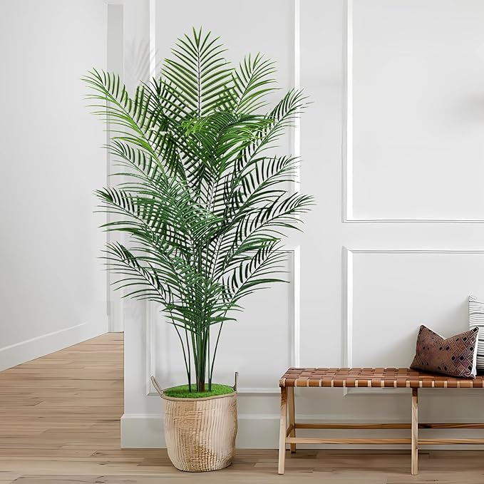 Artificial Palm Tree Outdoor 6ft, Large Fake Tropical Areca Palm Tree with 18 Trunks, Tall Faux Floor Plants for Indoor Outdoor-Living Rooms, Offices, Bedroom Home Decor