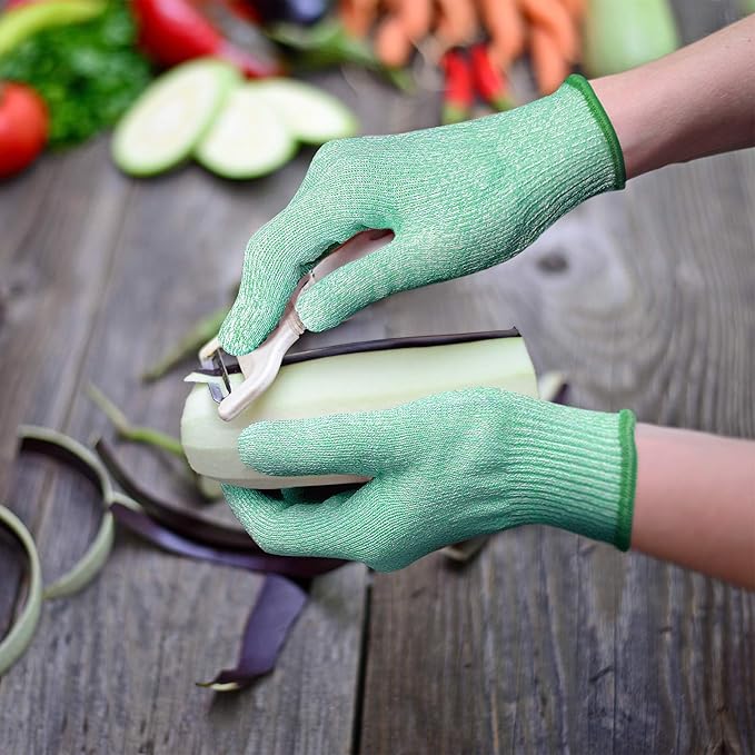 Evridwear Cut Resistant Gloves Food Grade Level 5 Kitchen Safety Protection (Medium, Green)