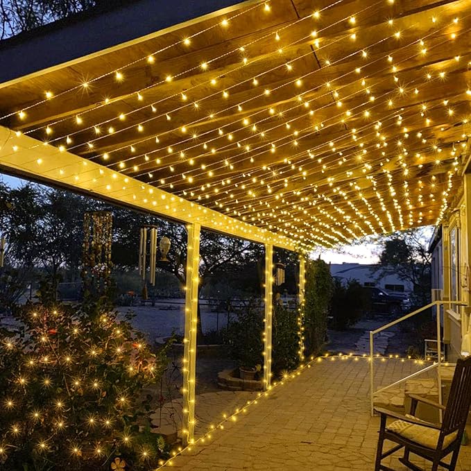82ft 250 LED Christmas Lights Outdoor Warm White String Lights 8 Modes Clear Wire, Connectable Twinkle Fairy Light Plug in for Indoor Bedroom Wedding Tree Decorations