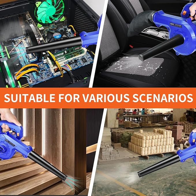 Corded Electric Blower, Portable and Lightweight Handheld Vaccum/Blowing,110V 580W,2 in 1 Blow and Suction for Leaf,Dust,Snow,Sweep