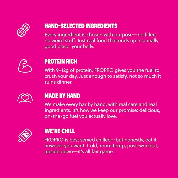 FROPRO Plant Protein Snack Bars - Plant Based Protein Bars, All-Natural, Gluten, Dairy, & Soy Free, High Protein Bars with Low Calories | Birthday Cake, 6 Pack